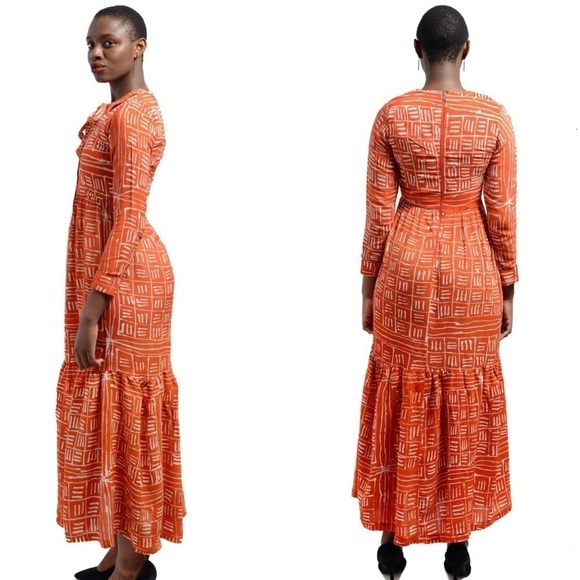 Busayo Orange Dele Maxi Midi Dress Size Small - Picture 1 of 8